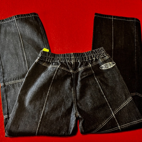 X-Girl dark wash elastic waist wide leg relaxed baggy jeans NWT - Picture 7 of 12